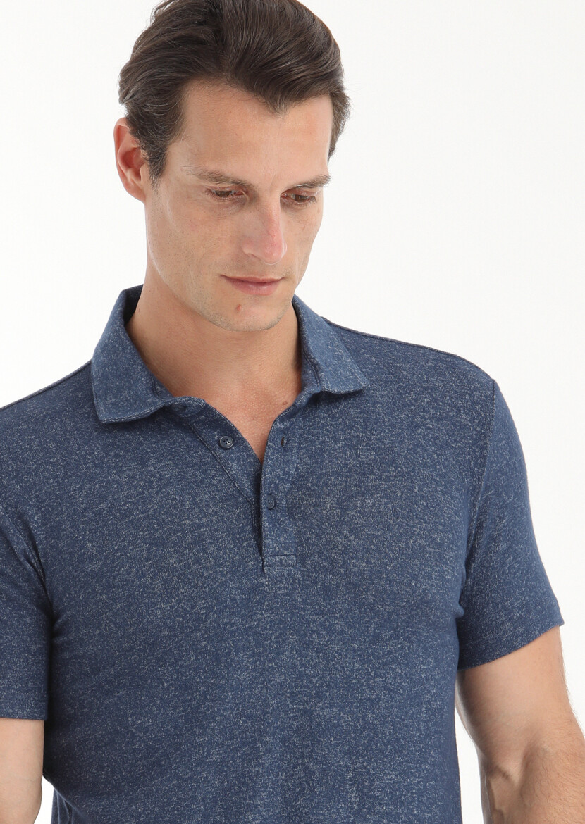 Navy Blue Polo Neck T-Shirt - 3