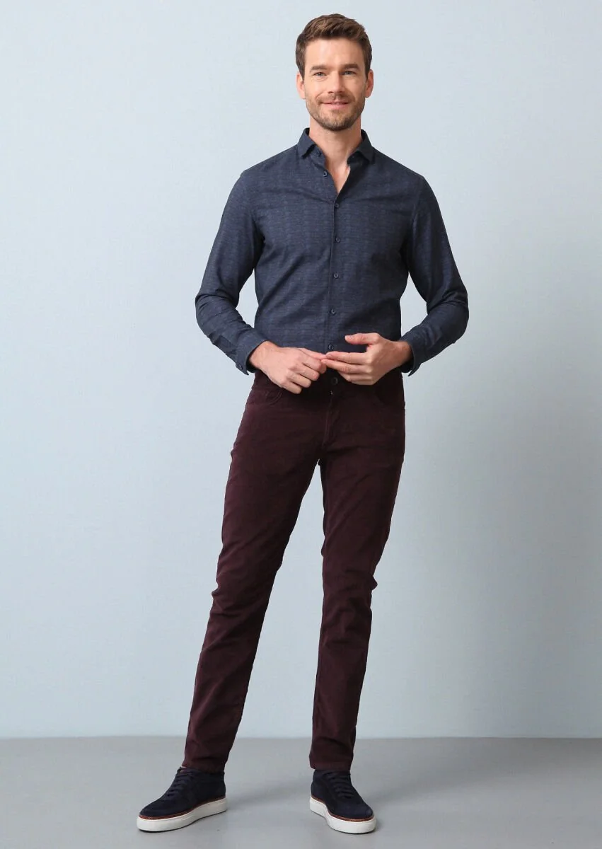 Navy Blue Printed Regular Fit Weaving Casual 100% Cotton Shirt - 3