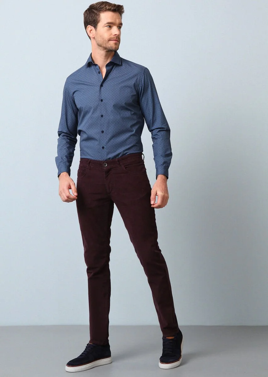 Navy Blue Printed Regular Fit Weaving Casual 100% Cotton Shirt - 4
