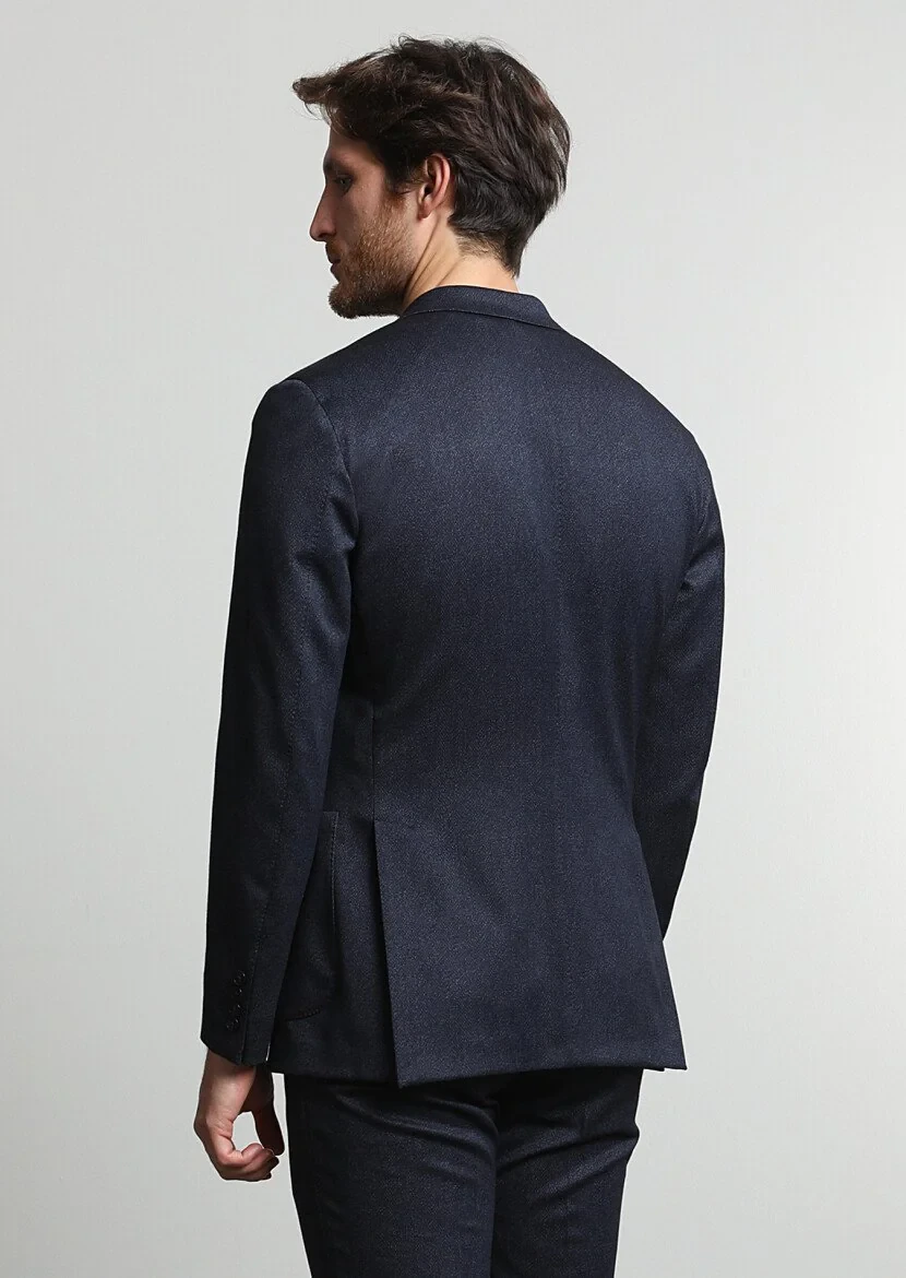 Navy Blue Printed Suit - 4