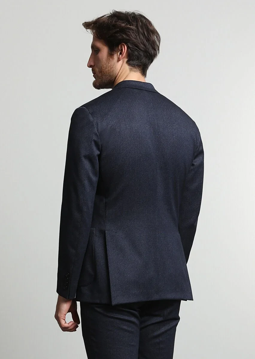 Navy Blue Printed Suit - 4