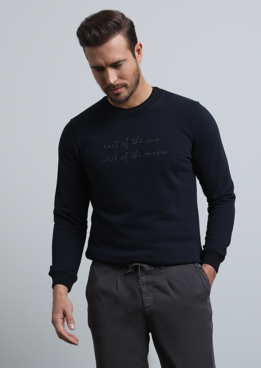 Navy Blue Printed Sweatshirt - 3