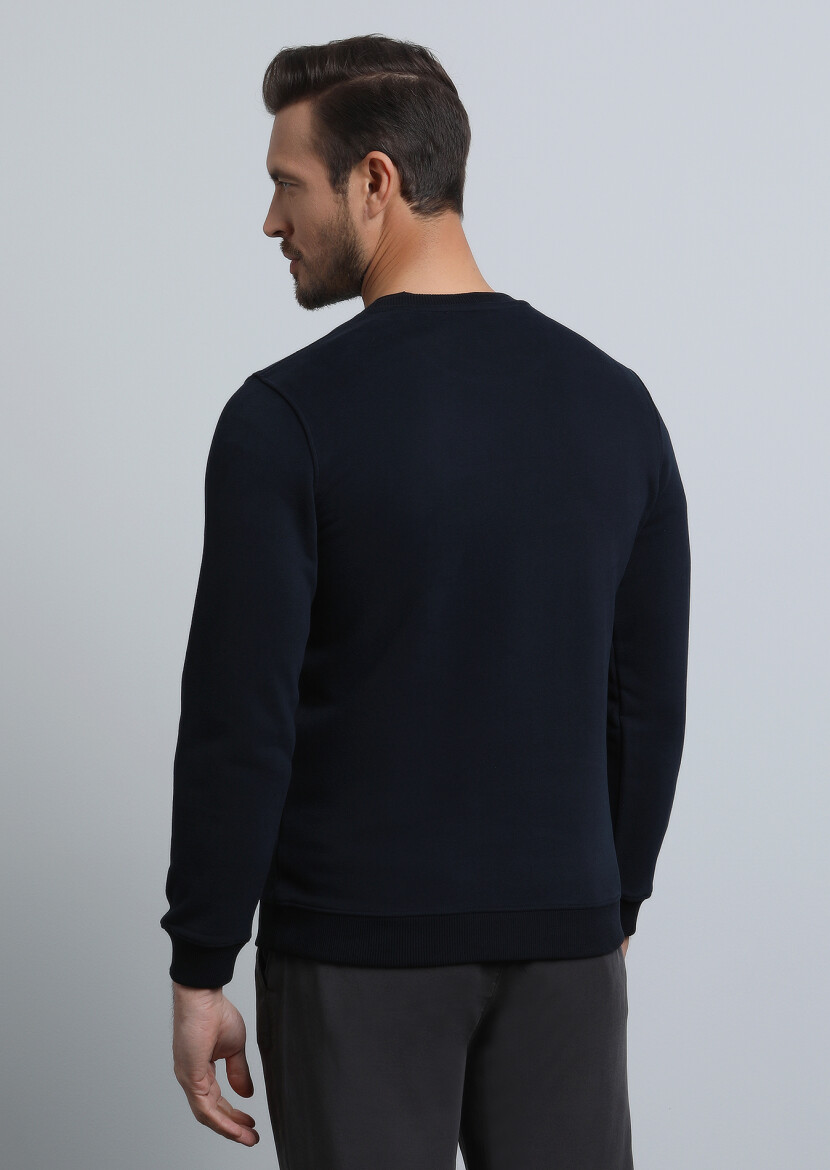 Navy Blue Printed Sweatshirt - 5