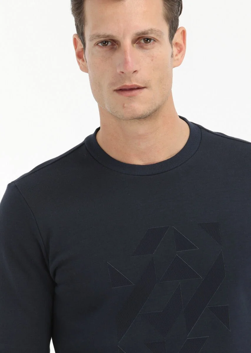 Navy Blue Printed Sweatshirt - 3