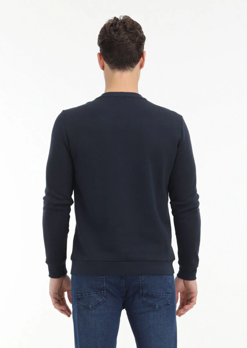 Navy Blue Printed Sweatshirt - 4