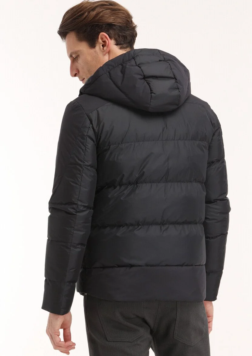 Navy Blue Puffer Weaving Coat - 4