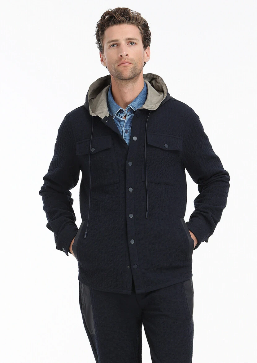 Navy Blue Regular Fit Blazer - 5