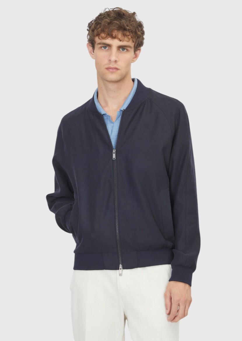 Navy Blue Regular Fit Casual Technical Coat - 1