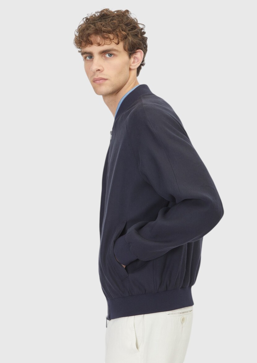 Navy Blue Regular Fit Casual Technical Coat - 3