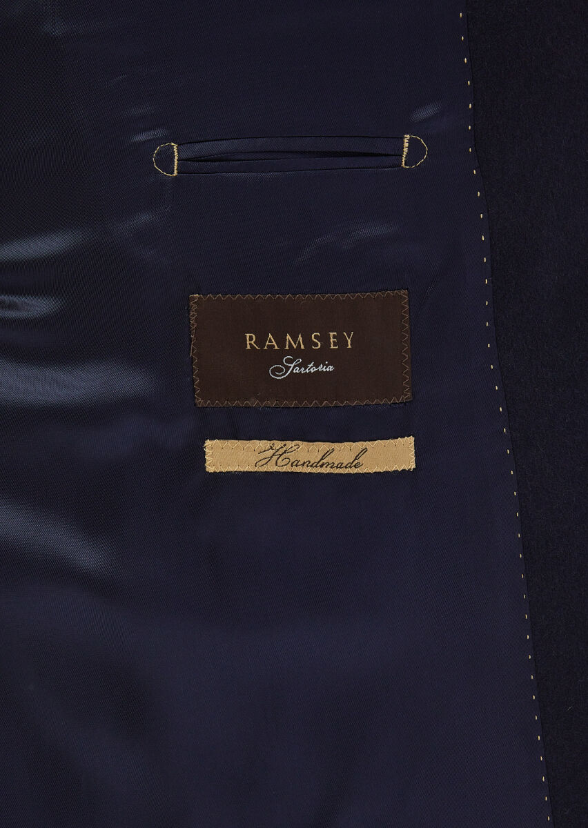 Navy Blue Regular Fit Classical Weaving Overcoat - 10