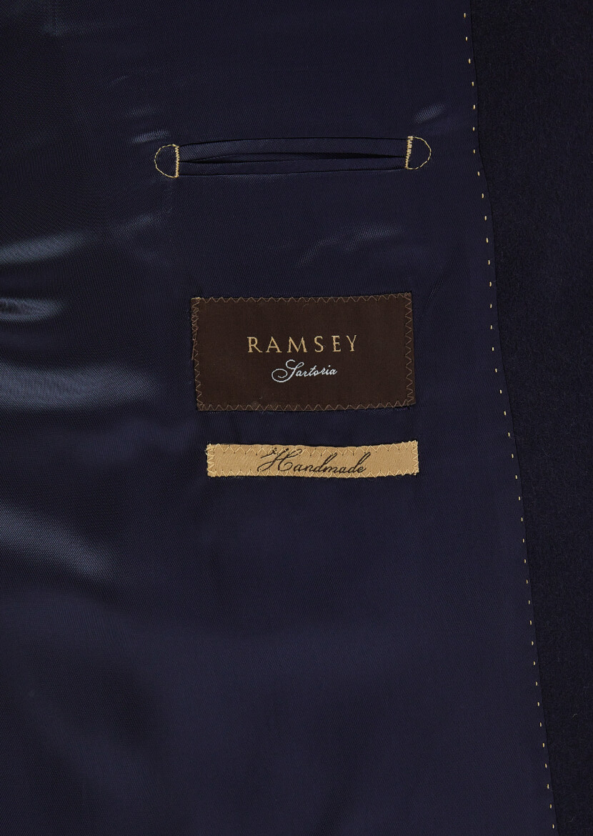 Navy Blue Regular Fit Classical Weaving Overcoat - 10