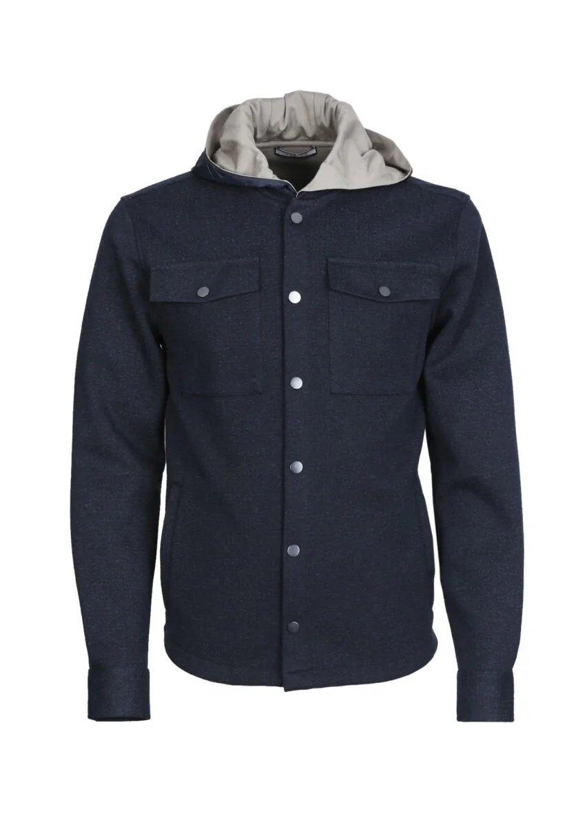 Navy Blue Regular Fit Cotton Blended Blazer - 6