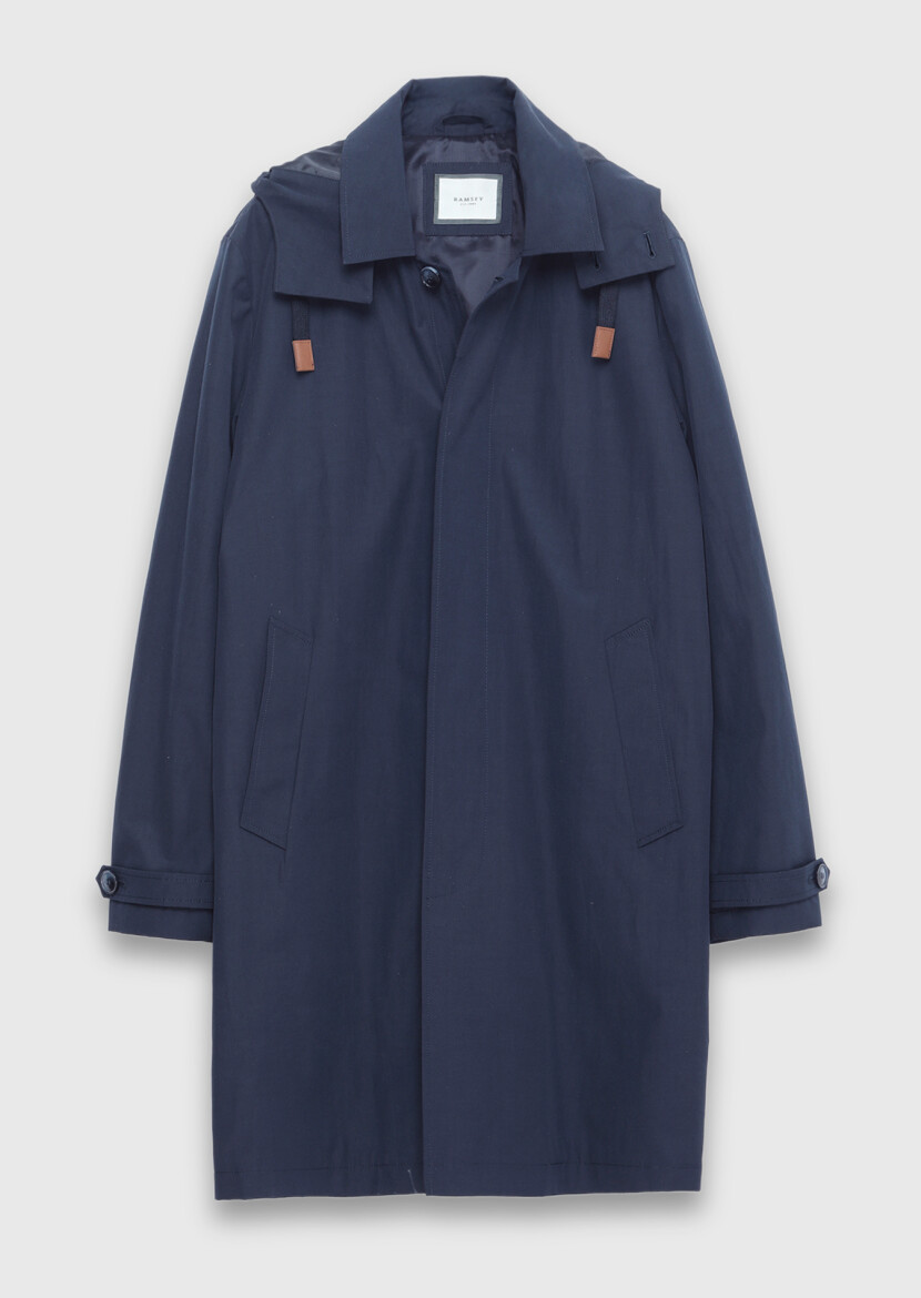 Navy Blue Regular Fit Hooded Casual Technical Rain Coat - 6