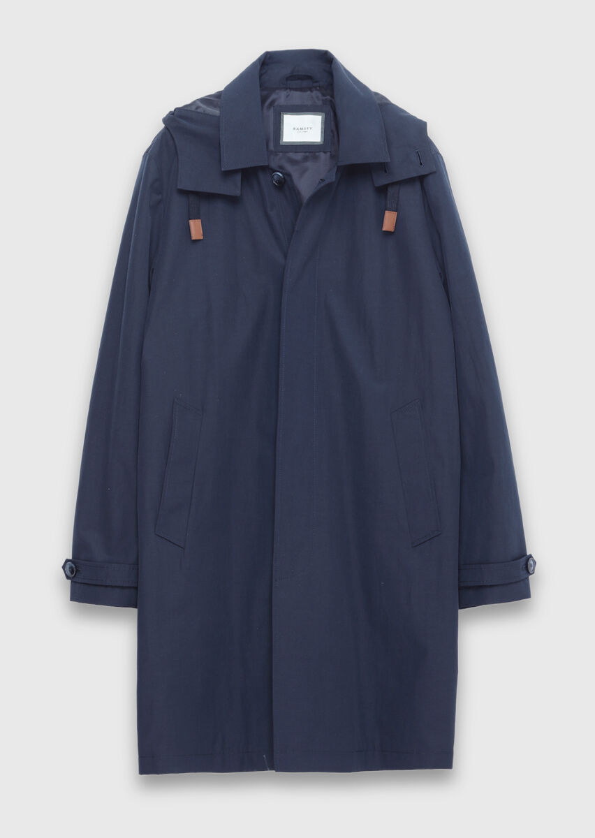 Navy Blue Regular Fit Hooded Casual Technical Rain Coat - 6