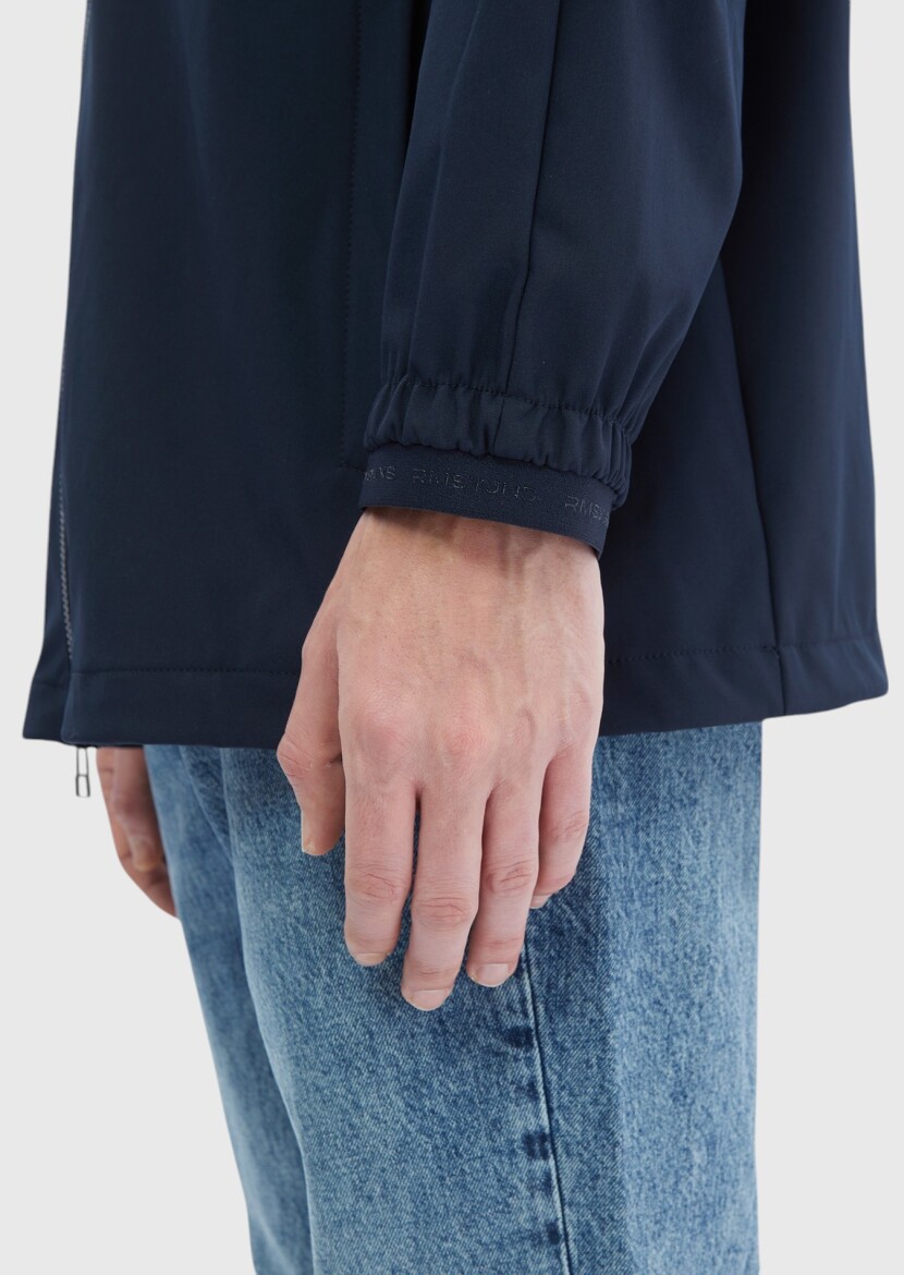 Navy Blue Regular Fit Hooded Casual Weaving Coat - 7