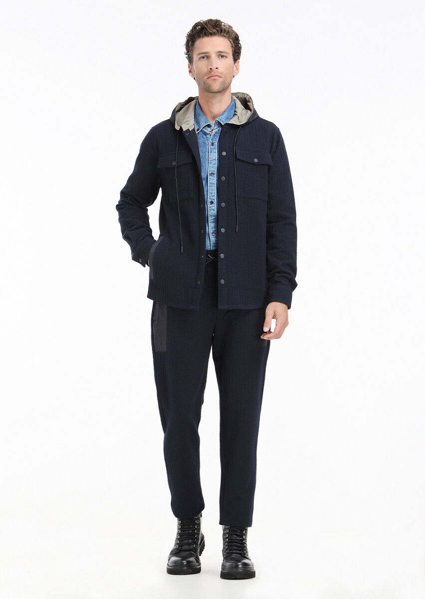 Navy Blue Regular Fit Lightweight Jacket - 1