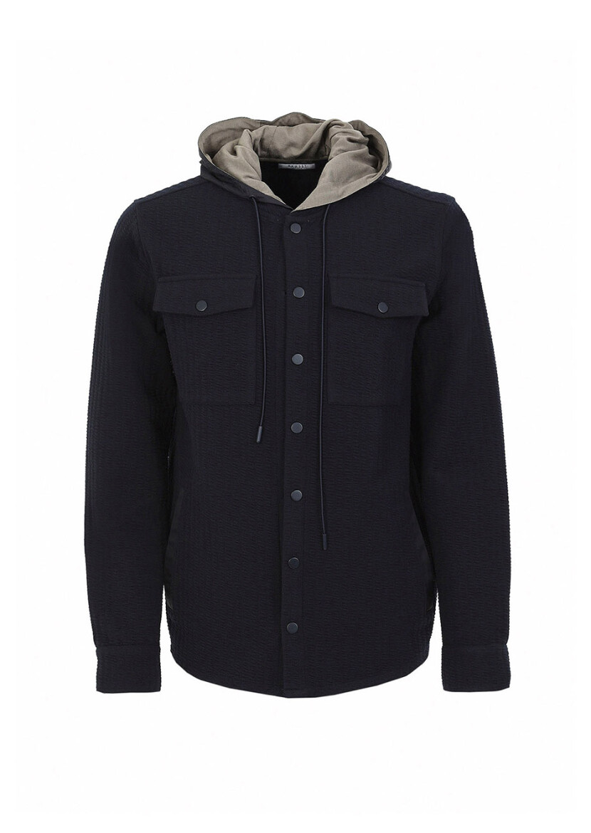 Navy Blue Regular Fit Lightweight Jacket - 7