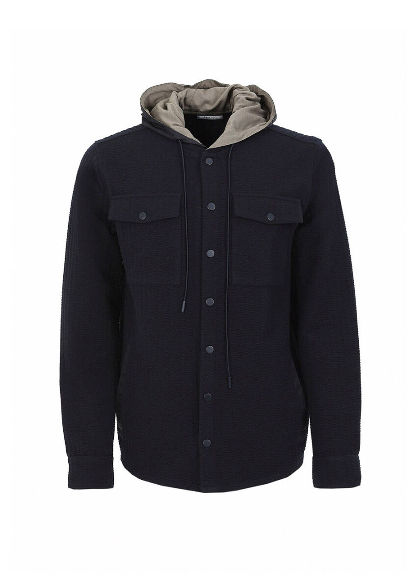 Navy Blue Regular Fit Lightweight Jacket - 7