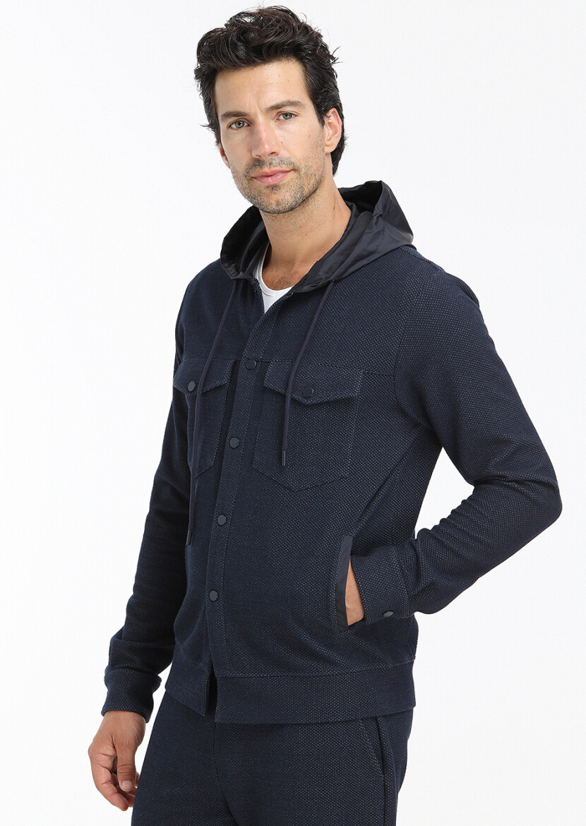 Navy Blue Regular Fit Lightweight Jacket 