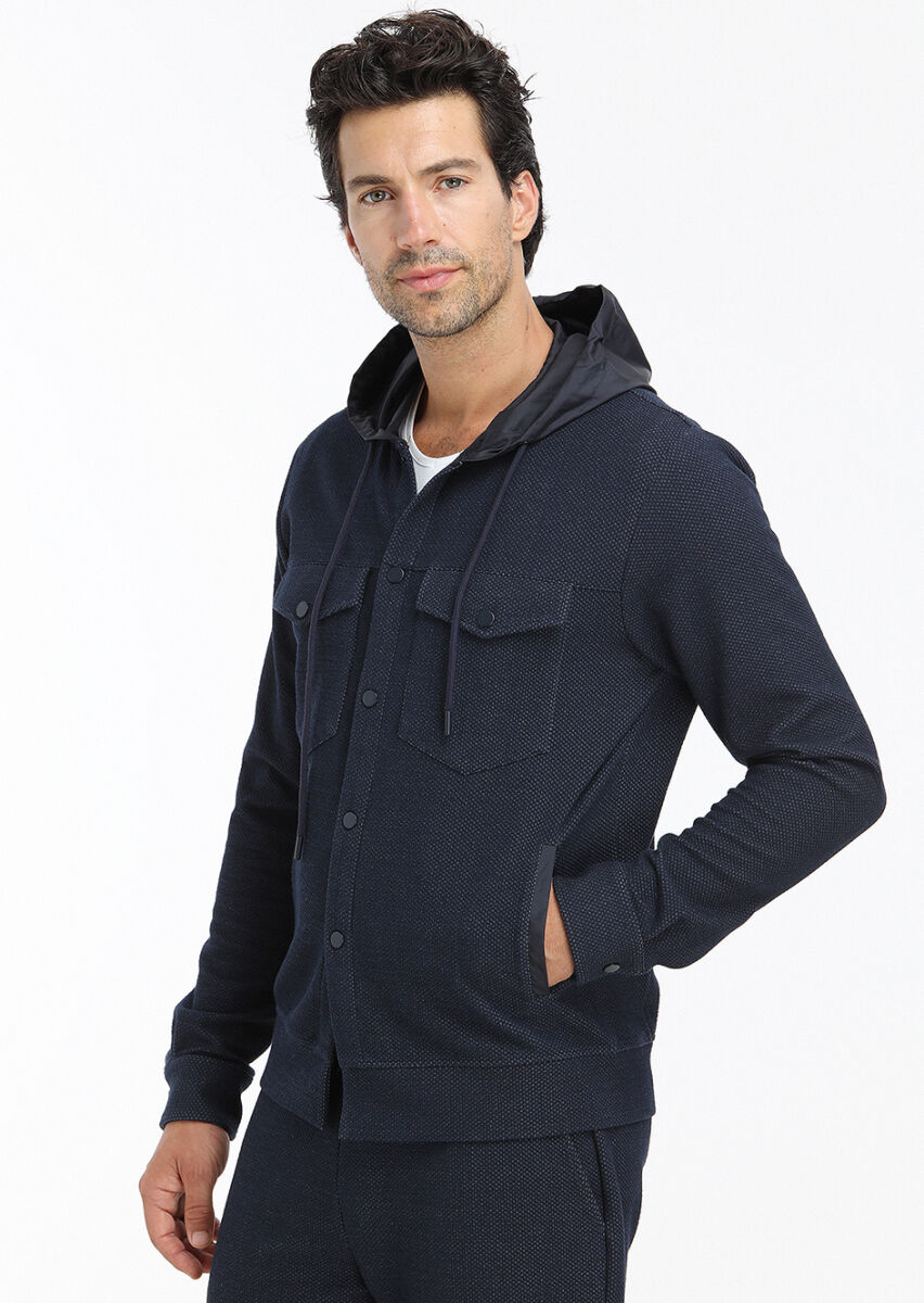 Navy Blue Regular Fit Lightweight Jacket - 2