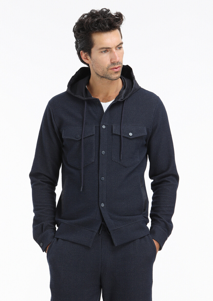 Navy Blue Regular Fit Lightweight Jacket - 3
