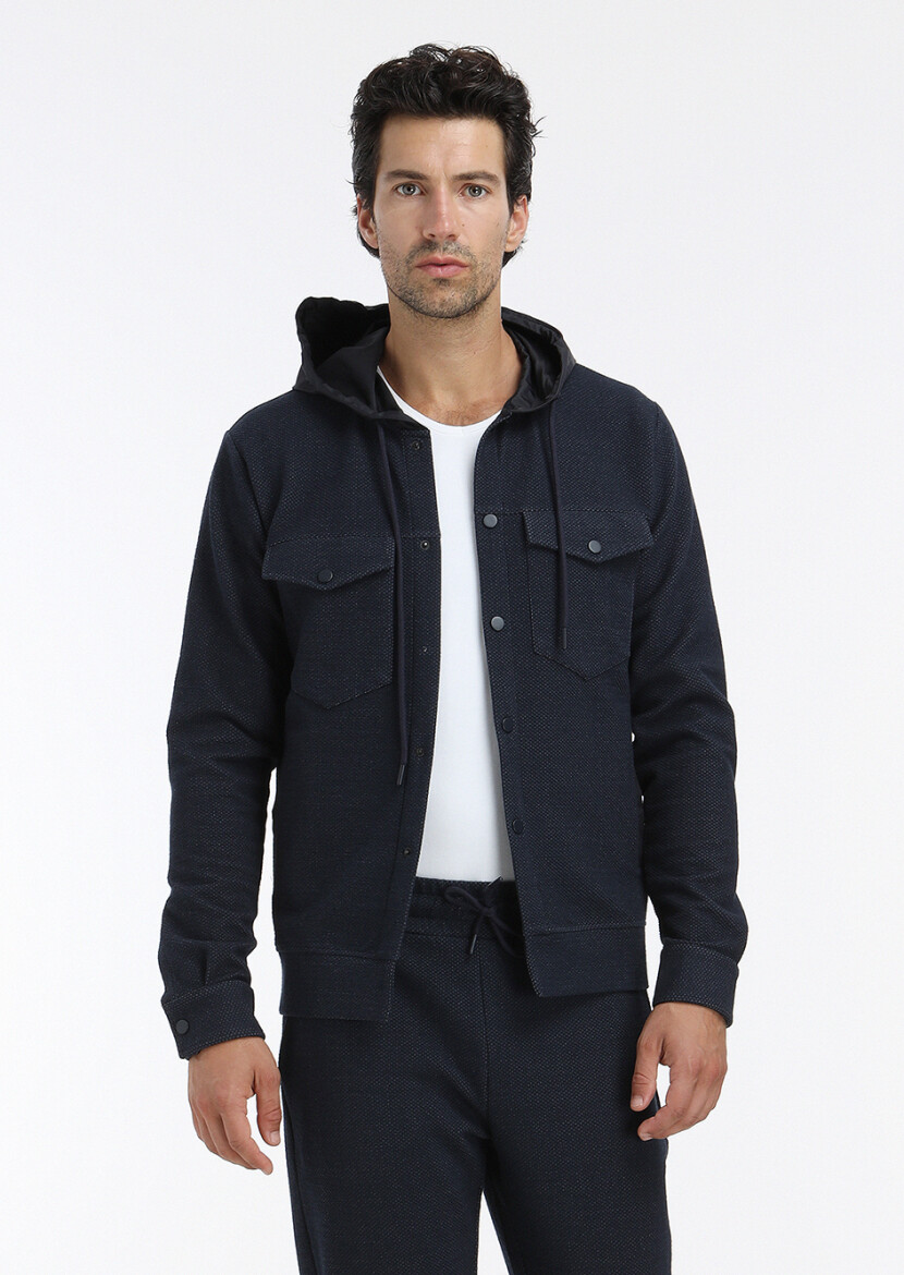 Navy Blue Regular Fit Lightweight Jacket - 4