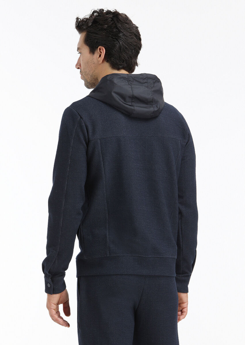Navy Blue Regular Fit Lightweight Jacket - 5