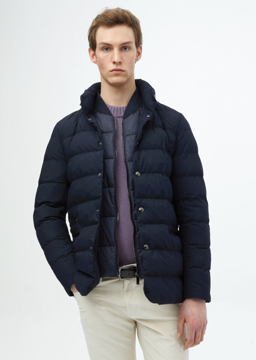 Navy Blue Regular Fit Lightweight Jacket - 1