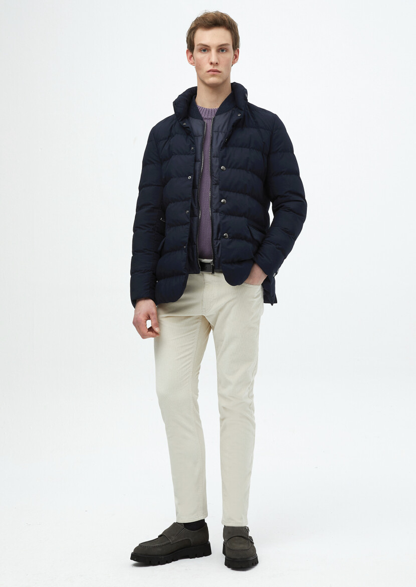 Navy Blue Regular Fit Lightweight Jacket - 2