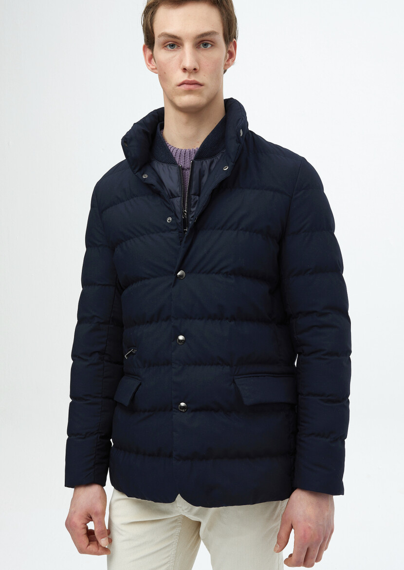 Navy Blue Regular Fit Lightweight Jacket - 3