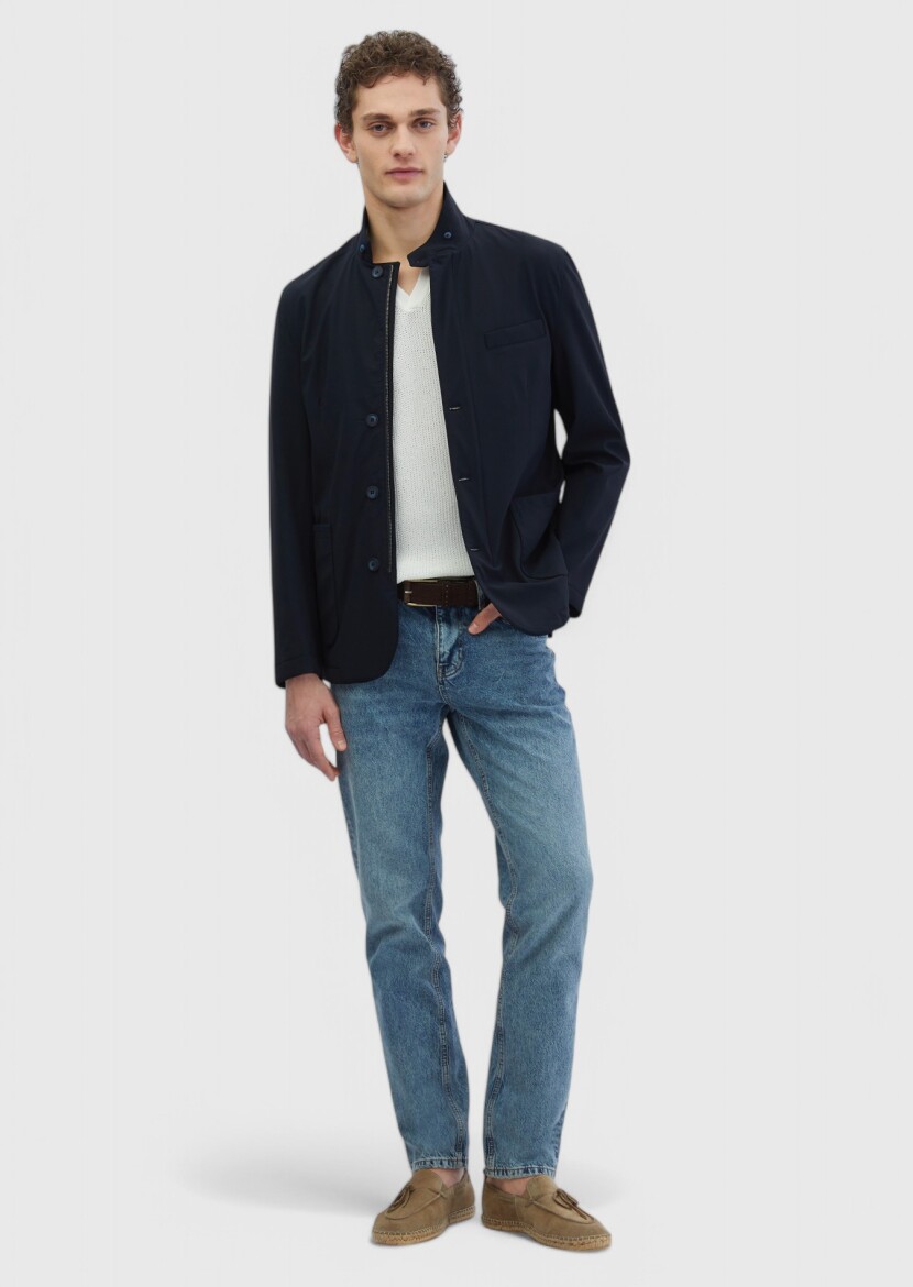 Navy Blue Regular Fit Lightweight Jacket - RAMSEY