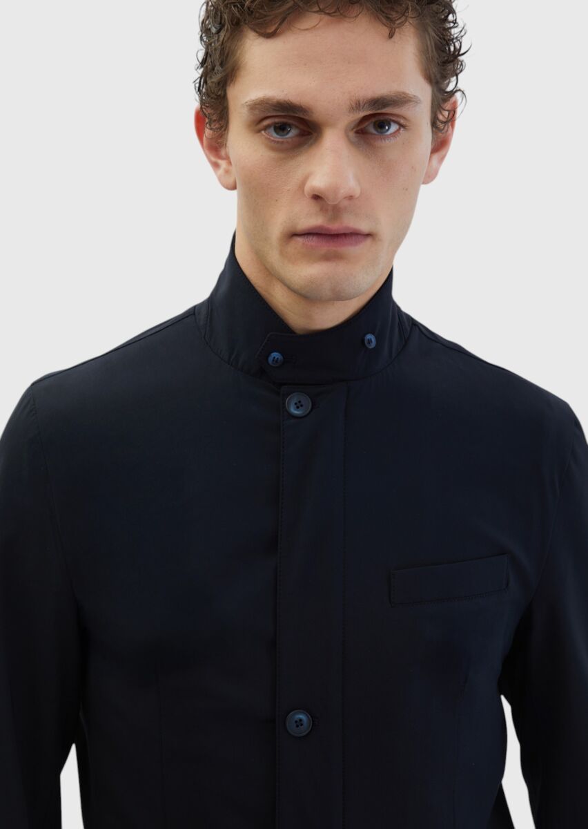 Navy Blue Regular Fit Lightweight Jacket - 4