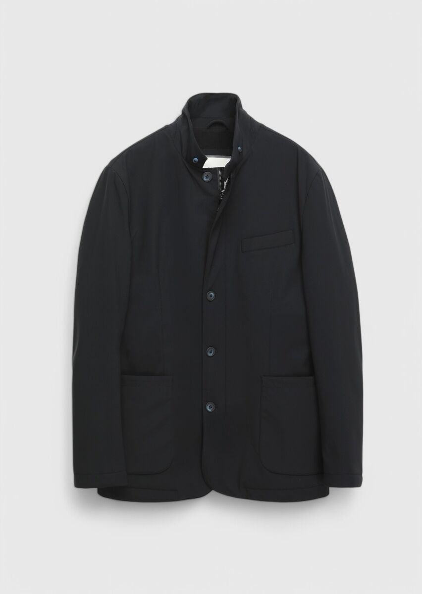 Navy Blue Regular Fit Lightweight Jacket - 7