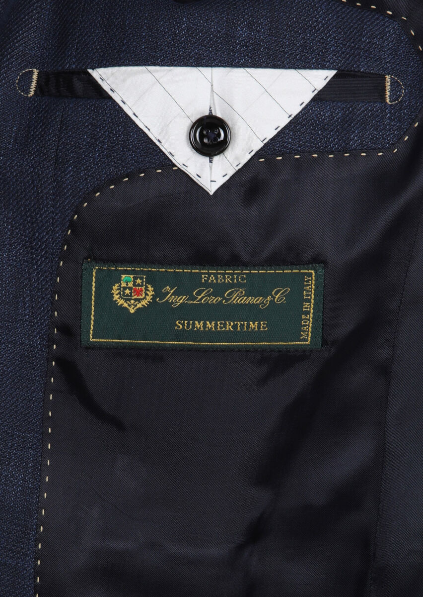 Navy Blue Regular Fit Silk Blended Jacket - 9