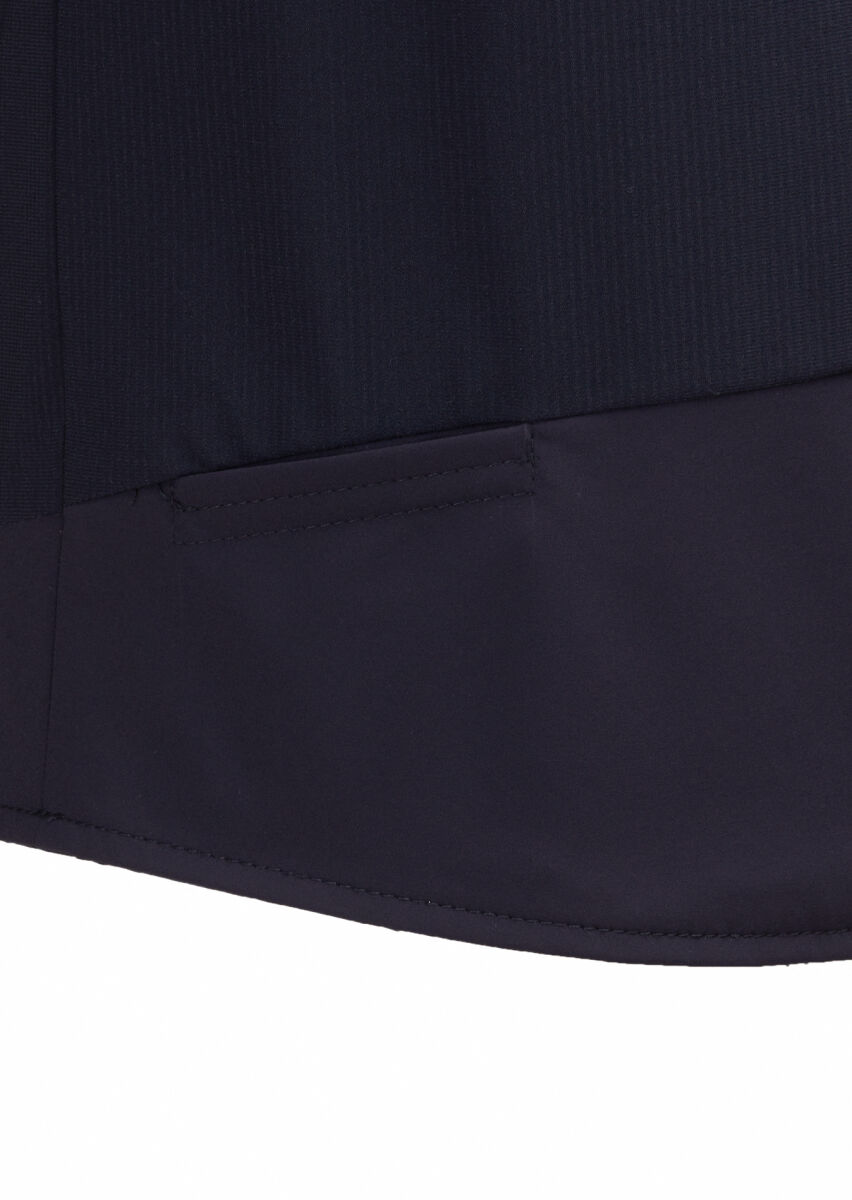 Navy Blue Regular Fit Turtleneck Casual Knitting Puffer Vest - 3