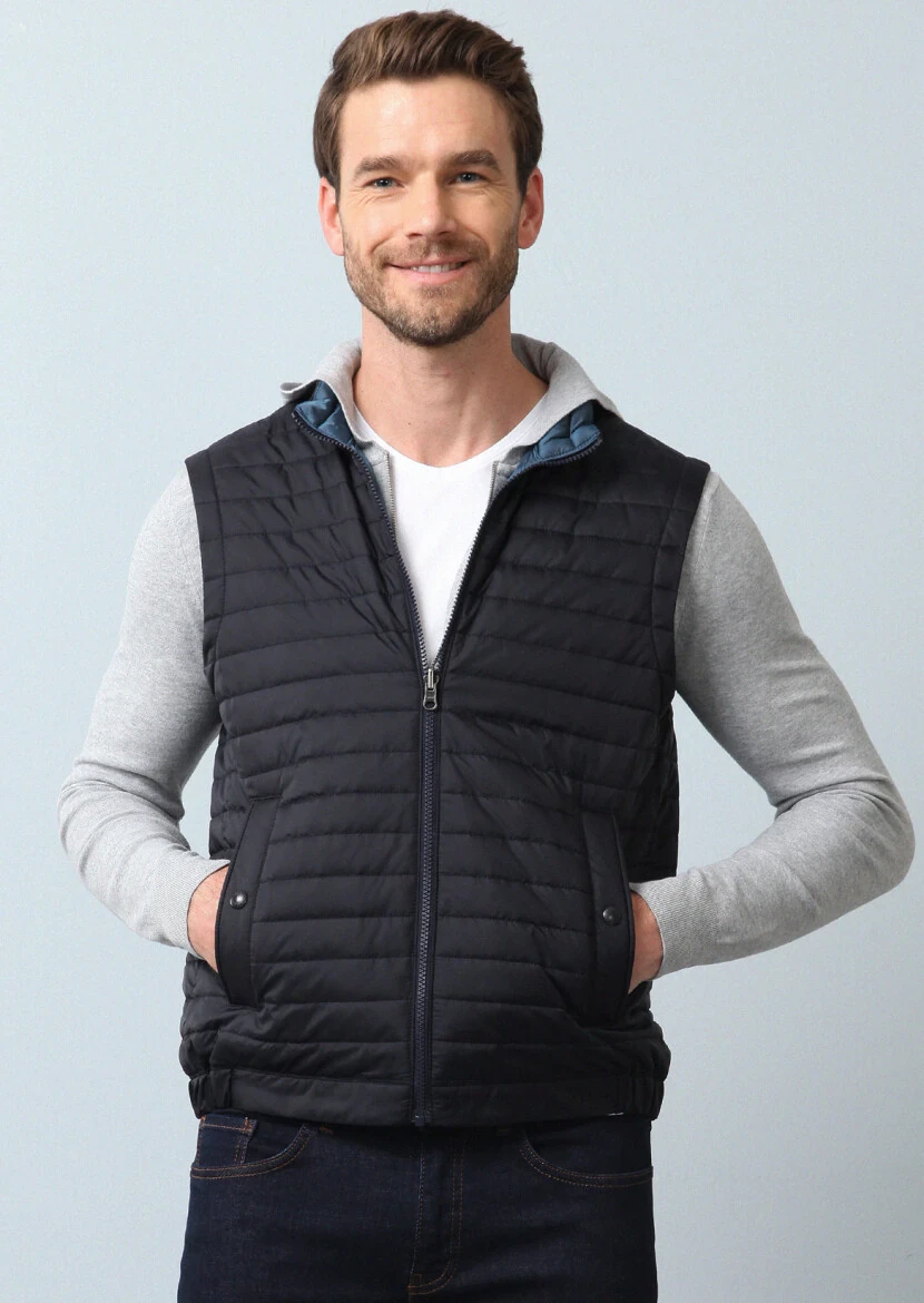 Navy Blue Regular Fit Turtleneck Casual Weaving Coat - 3