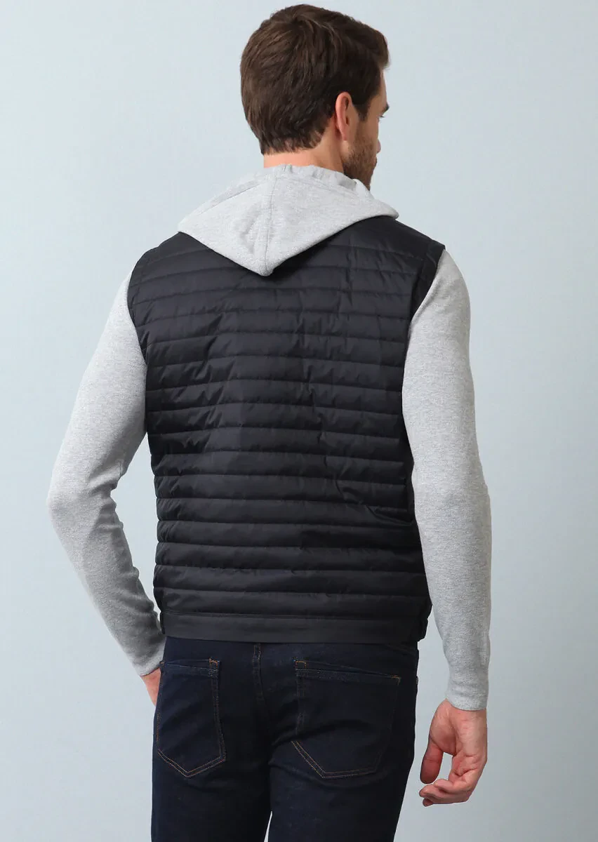 Navy Blue Regular Fit Turtleneck Casual Weaving Coat - 5
