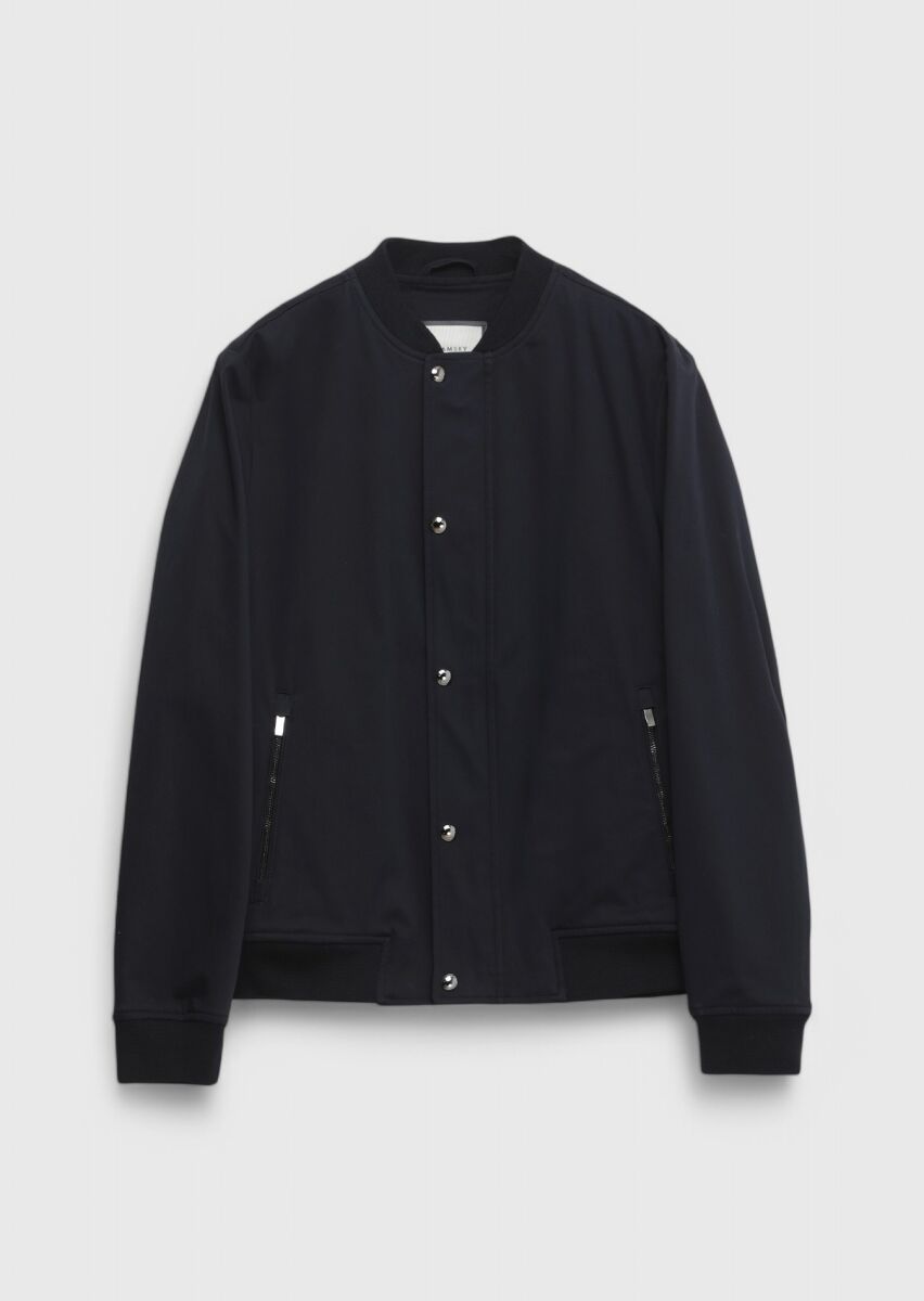 Navy Blue Regular Fit Turtleneck Casual Weaving Coat - 8