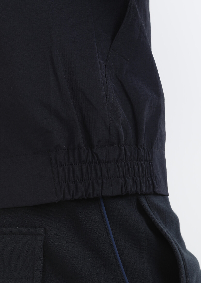 Navy Blue Regular Fit Turtleneck Denim Weaving Coat - 8