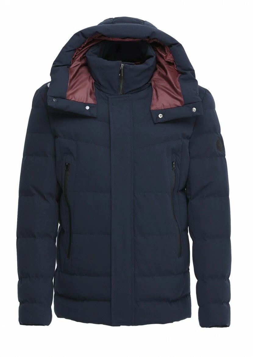 Navy Blue Removable Hood Weaving Coat - 6