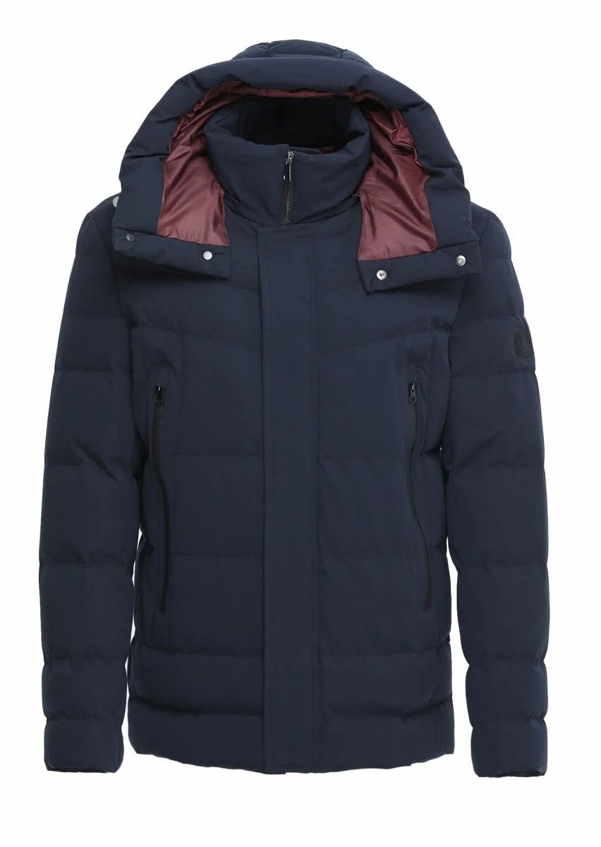 Navy Blue Removable Hood Weaving Coat - 6