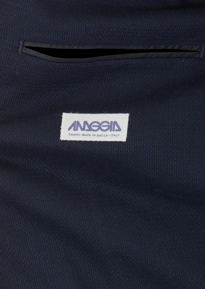 Navy Blue Shirt Shoulder Slim Fit 100% Cotton Jacket - 5