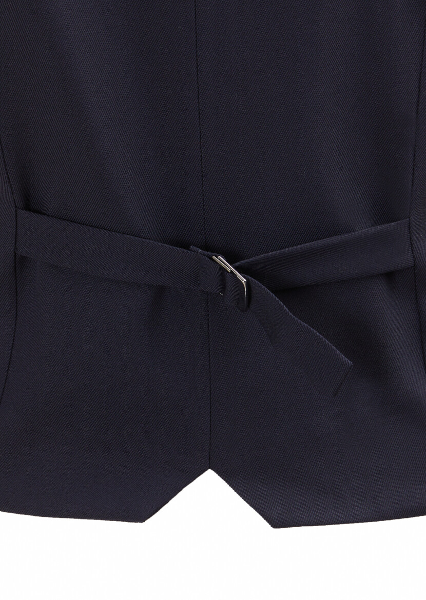 Navy Blue Slim Fit Butterfly Collar Casual Waistcoat - 3