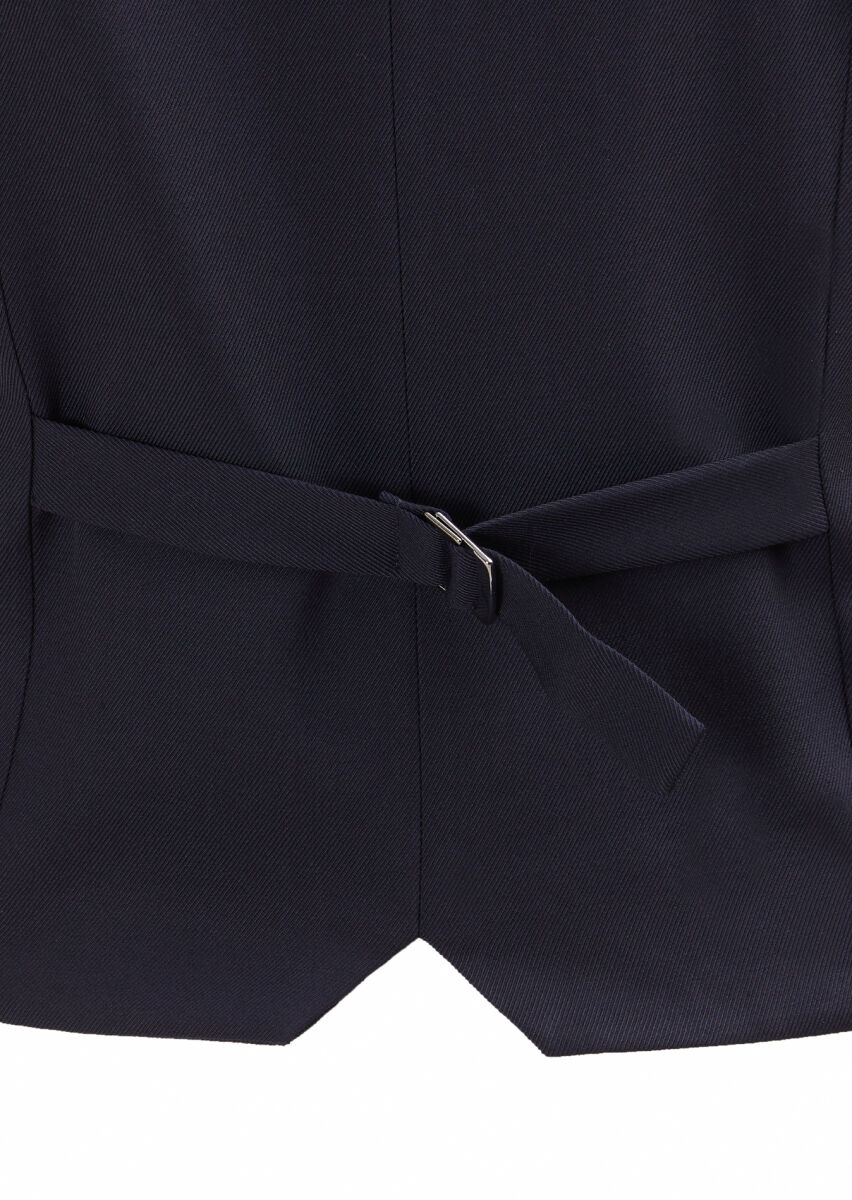 Navy Blue Slim Fit Butterfly Collar Casual Waistcoat - 3