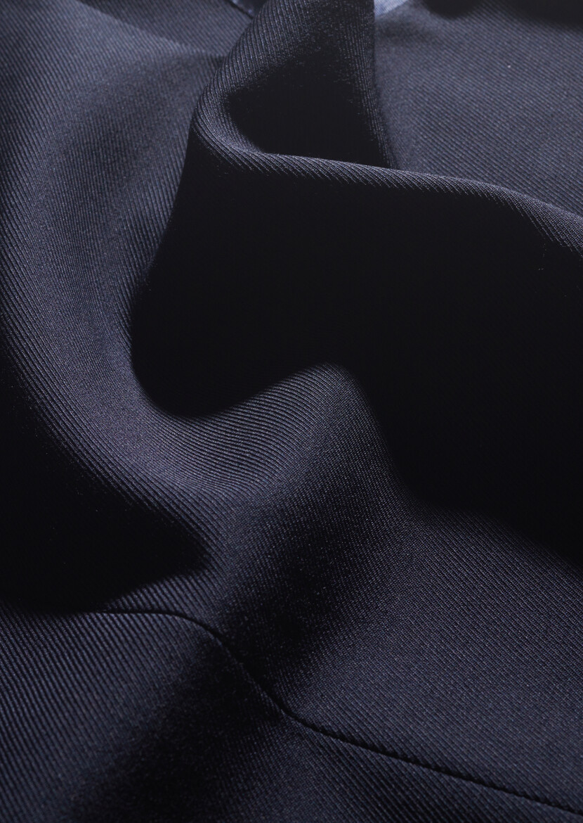 Navy Blue Slim Fit Butterfly Collar Casual Waistcoat - 5