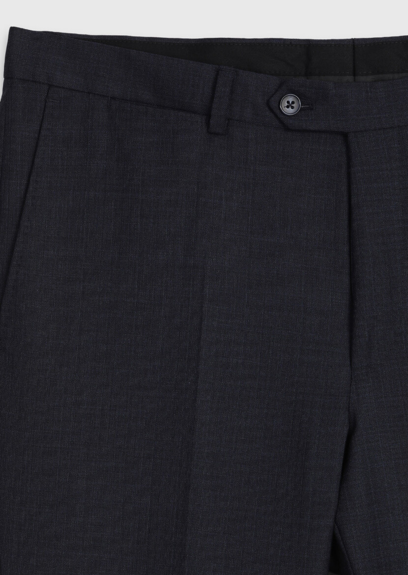 Navy Blue Striped 100% Wool Suit - 9