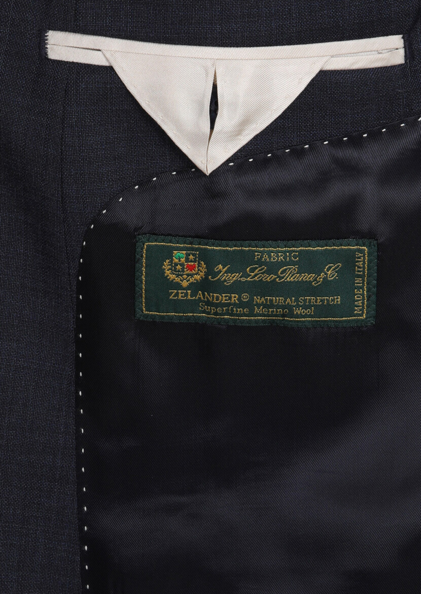 Navy Blue Striped 100% Wool Suit - 10