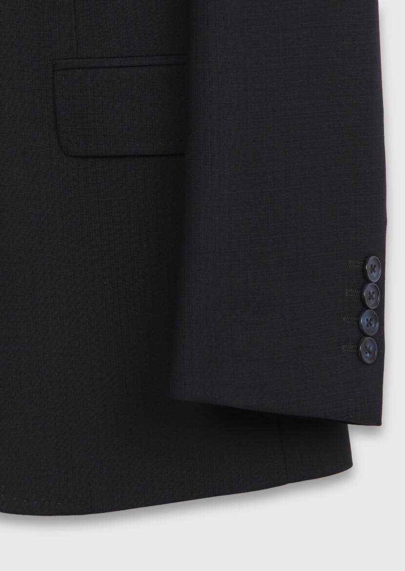 Navy Blue Striped Zeroweight Slim Fit 100% Wool Suit - 8