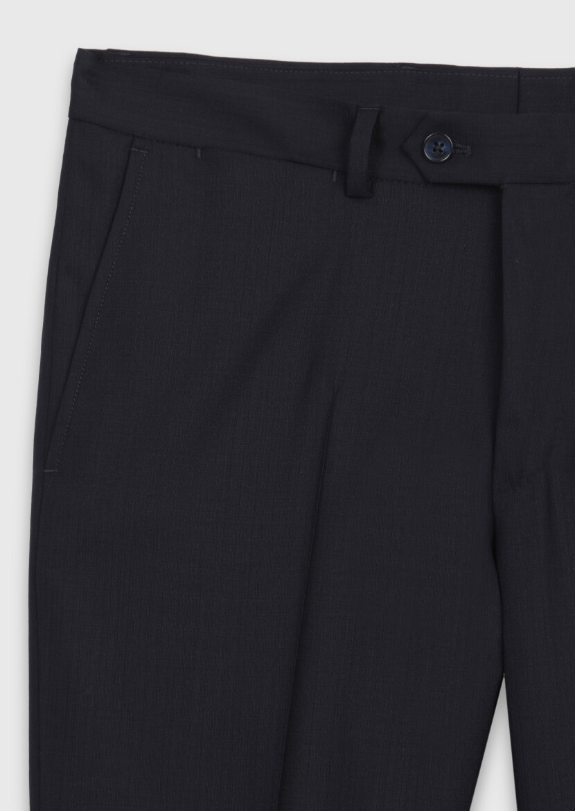 Navy Blue Striped Zeroweight Slim Fit 100% Wool Suit - 10