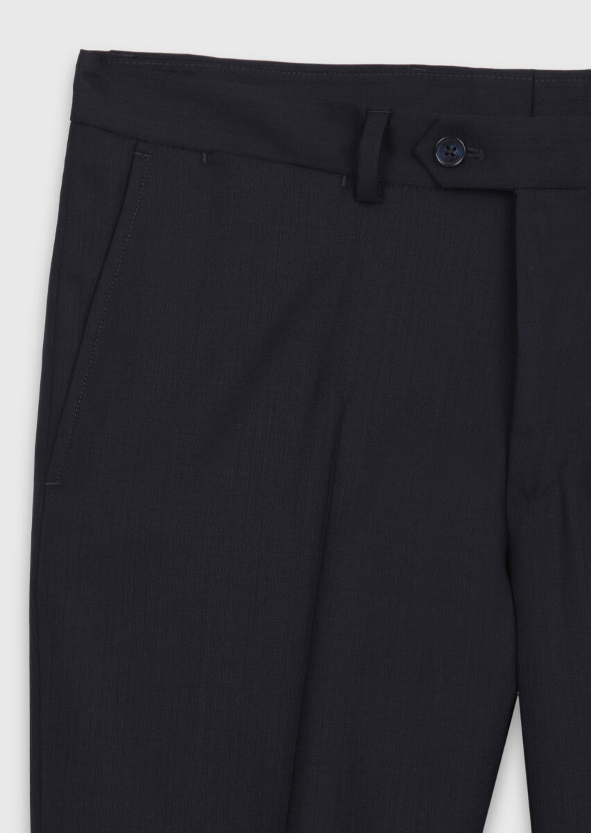 Navy Blue Striped Zeroweight Slim Fit 100% Wool Suit - 10